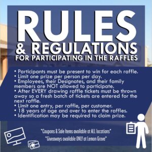 Rules and Regulations for participating in the raffles