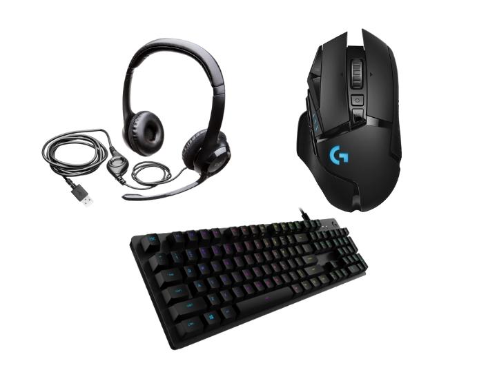 Logitech H370 USB Computer Headset, G502 Hero High Performance Mouse, or G512 Carbon Gaming Keyboard
