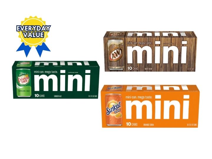A&W, Canada Dry & Sunkist Mini Cans 10 ct 7.5 oz