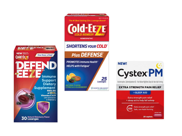 Cold-Eeze Cold Remedy Lozanges or Cystex PM Extra Strength Pain Relief Caplets
