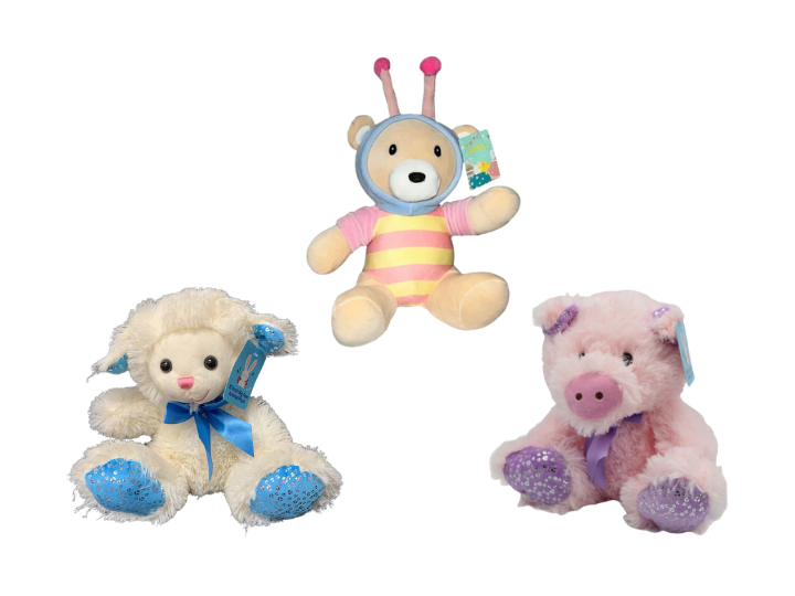Easter Plushies - Lamb, Pig & Bear with Butterfly Wings