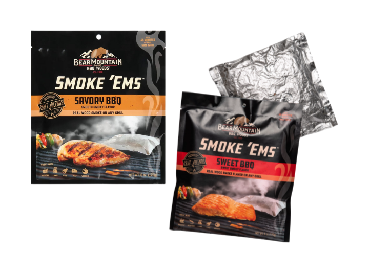 Bear Mountain Smoke 'Ems Savory BBQ or Sweet BBQ Packets for Any Grill 6 oz